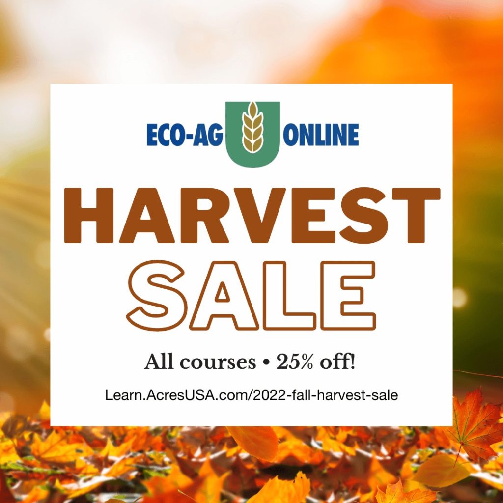 2022 harvest sale graphic for eco-ag u online