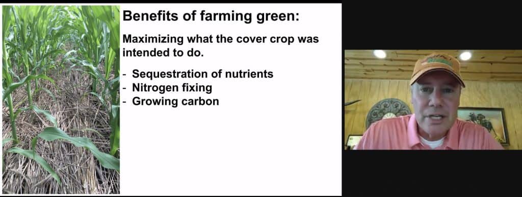Screenshot of Rick Clark presenting on regenerative no-till farming