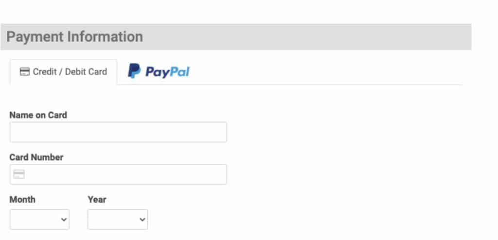PayPal checkout screen shot