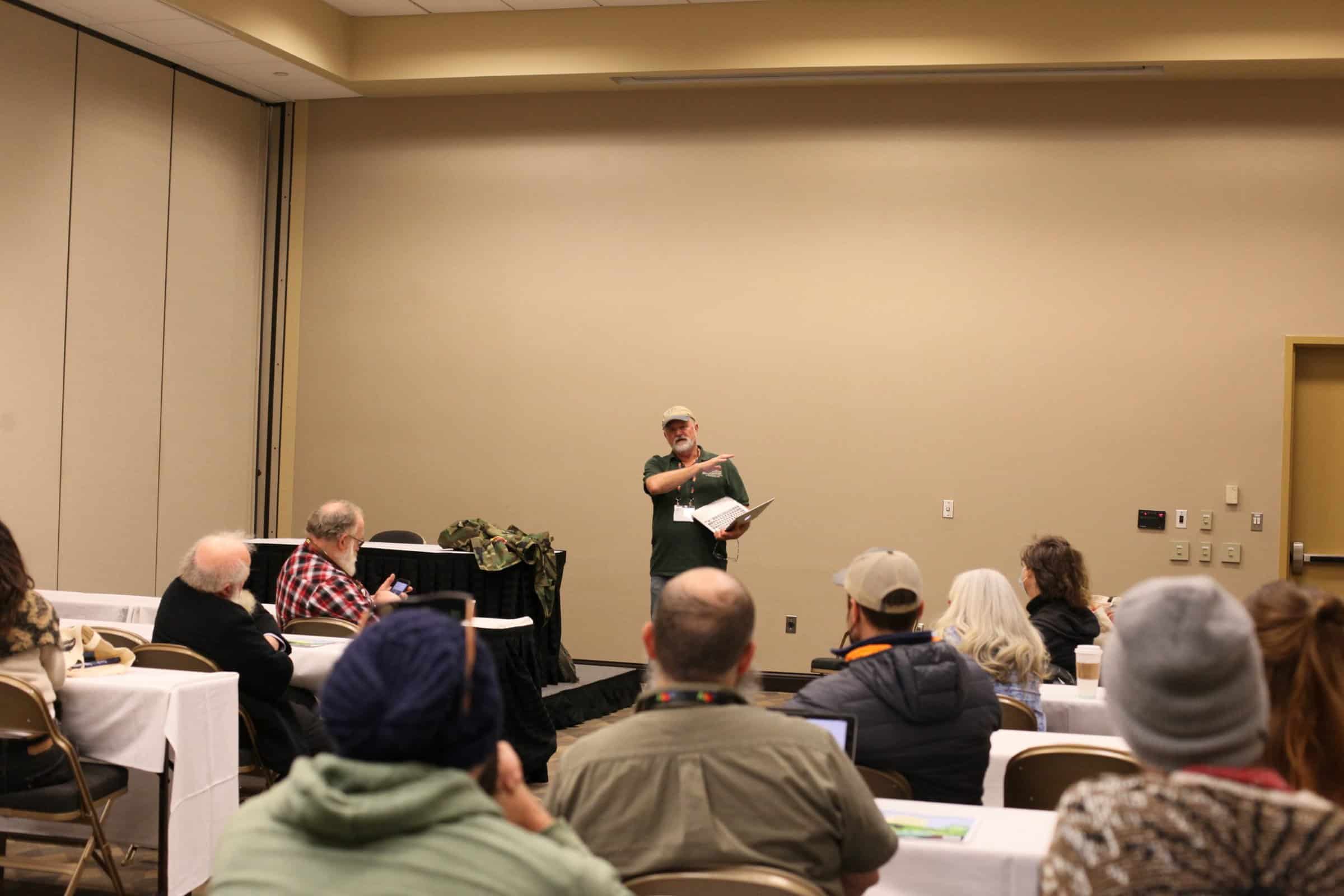 Mark Shepard presents at his Eco-Ag Conference consulting hall